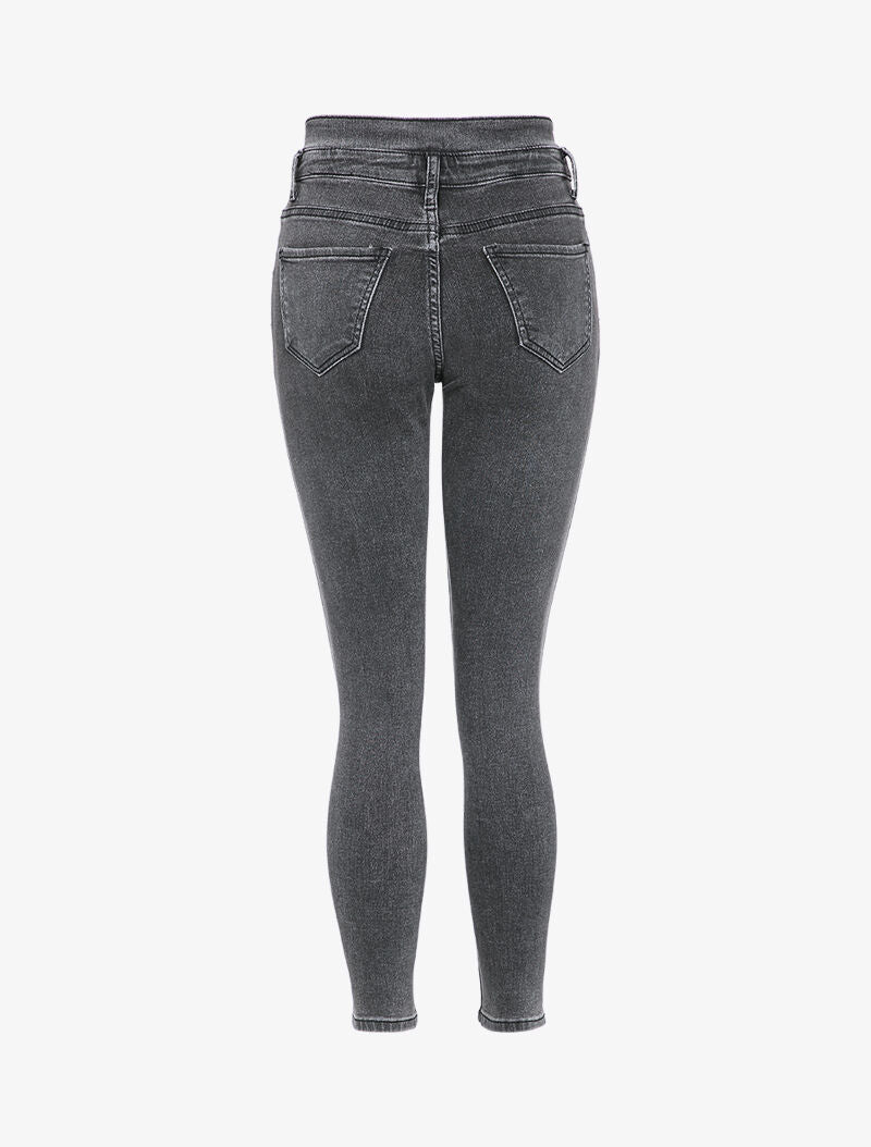Jean skinny à taille haute stylisée - Anthracite - 2