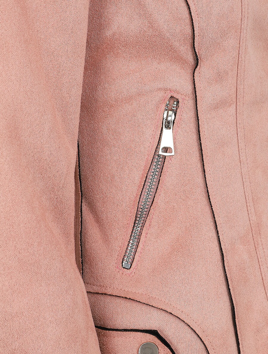 Veste style perfecto effet daim - Rose - 3