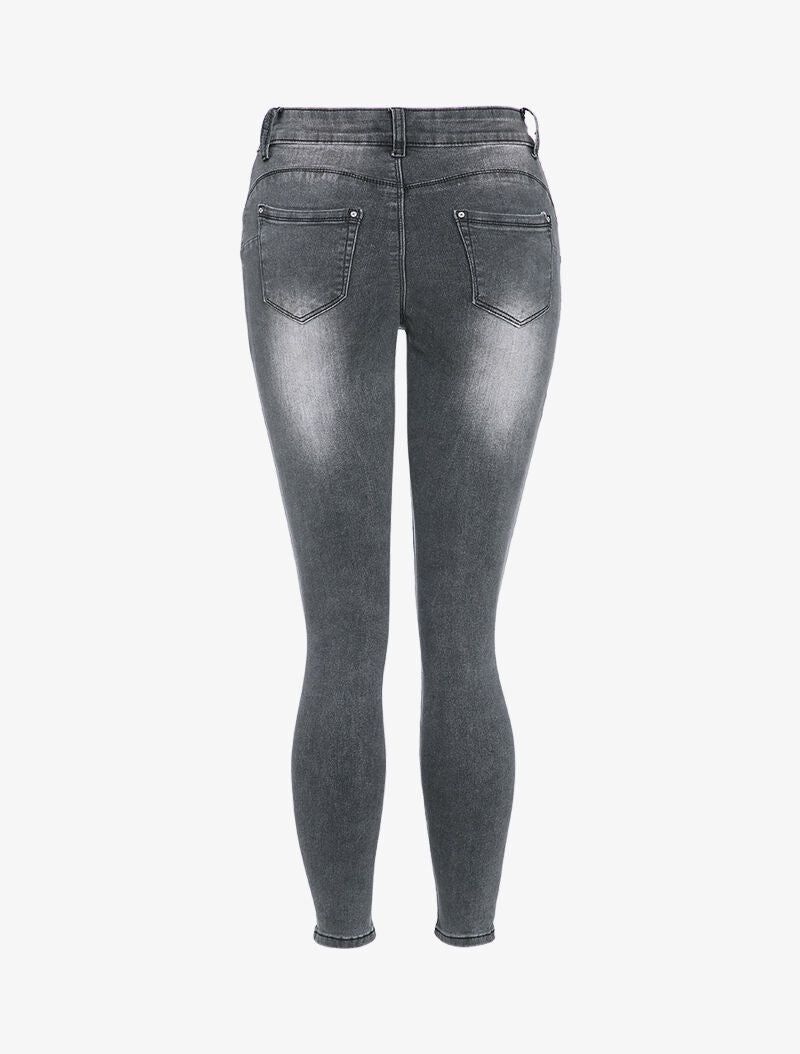 Jean skinny à taille haute délavé - Anthracite - 2