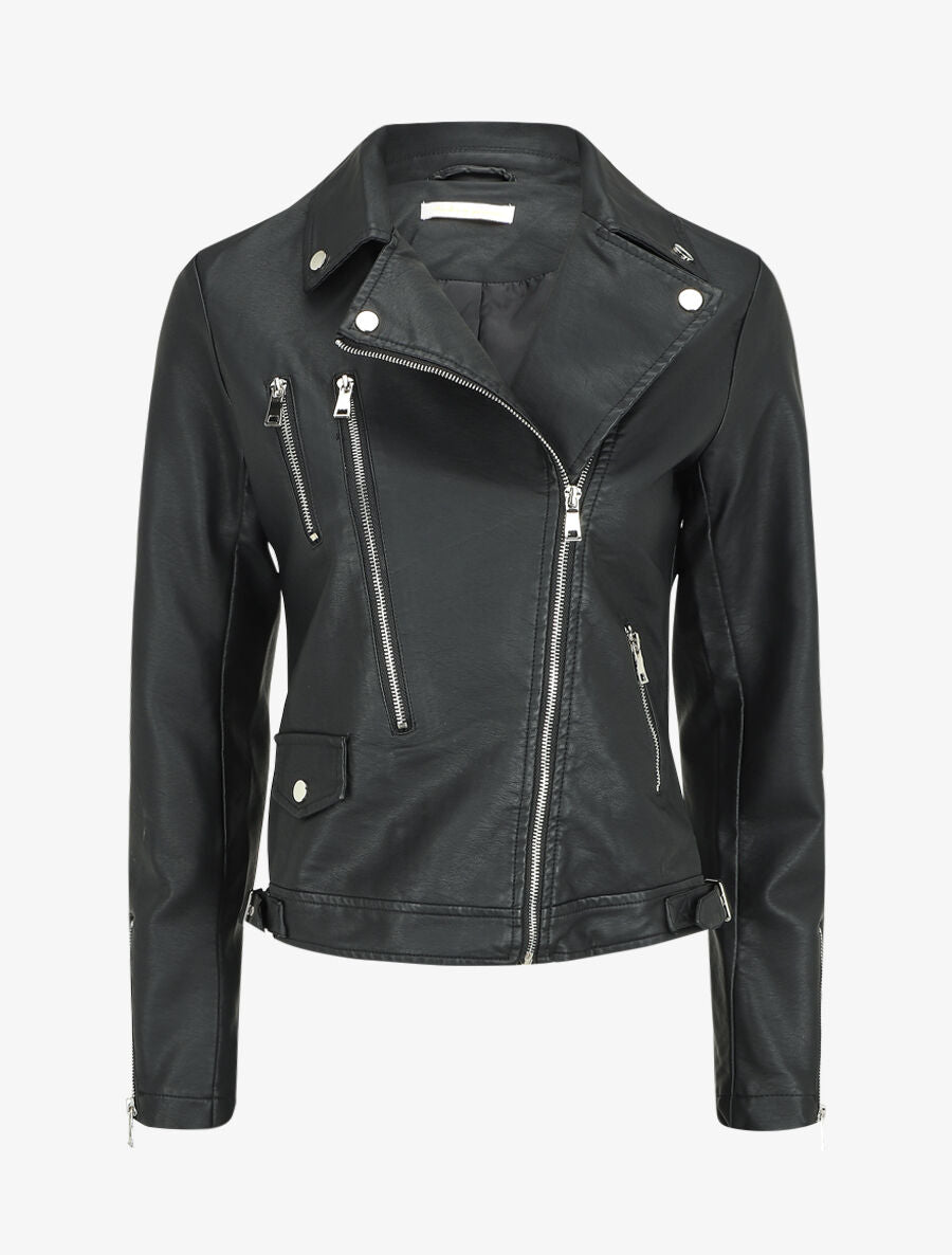 Perfecto en simili à zips décoratifs - Noir - 1