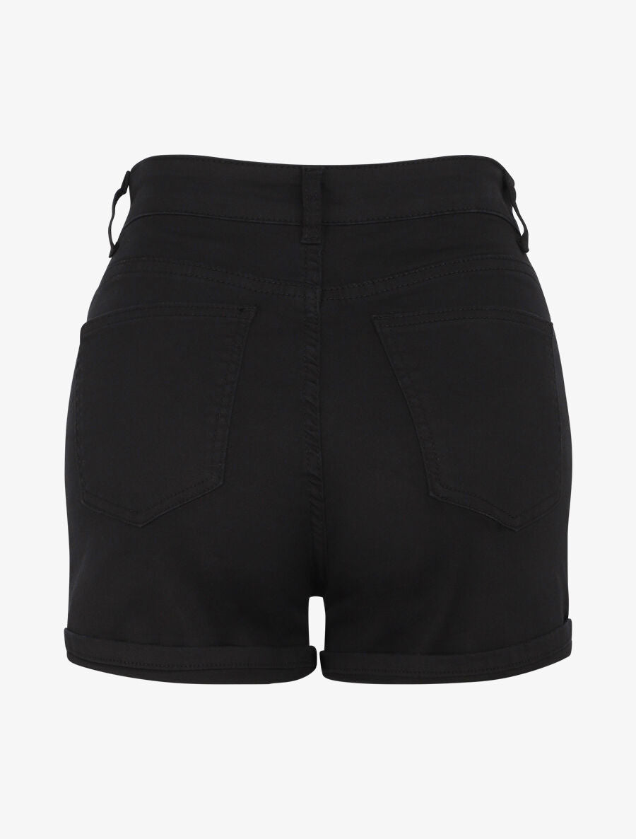 Short en jean à ourlets - Noir - 2