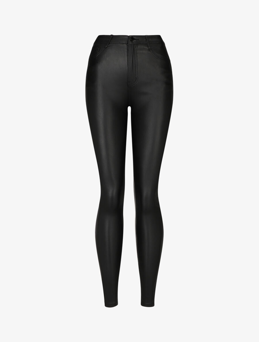 Jean skinny ciré push-up à taille haute - Noir - 4