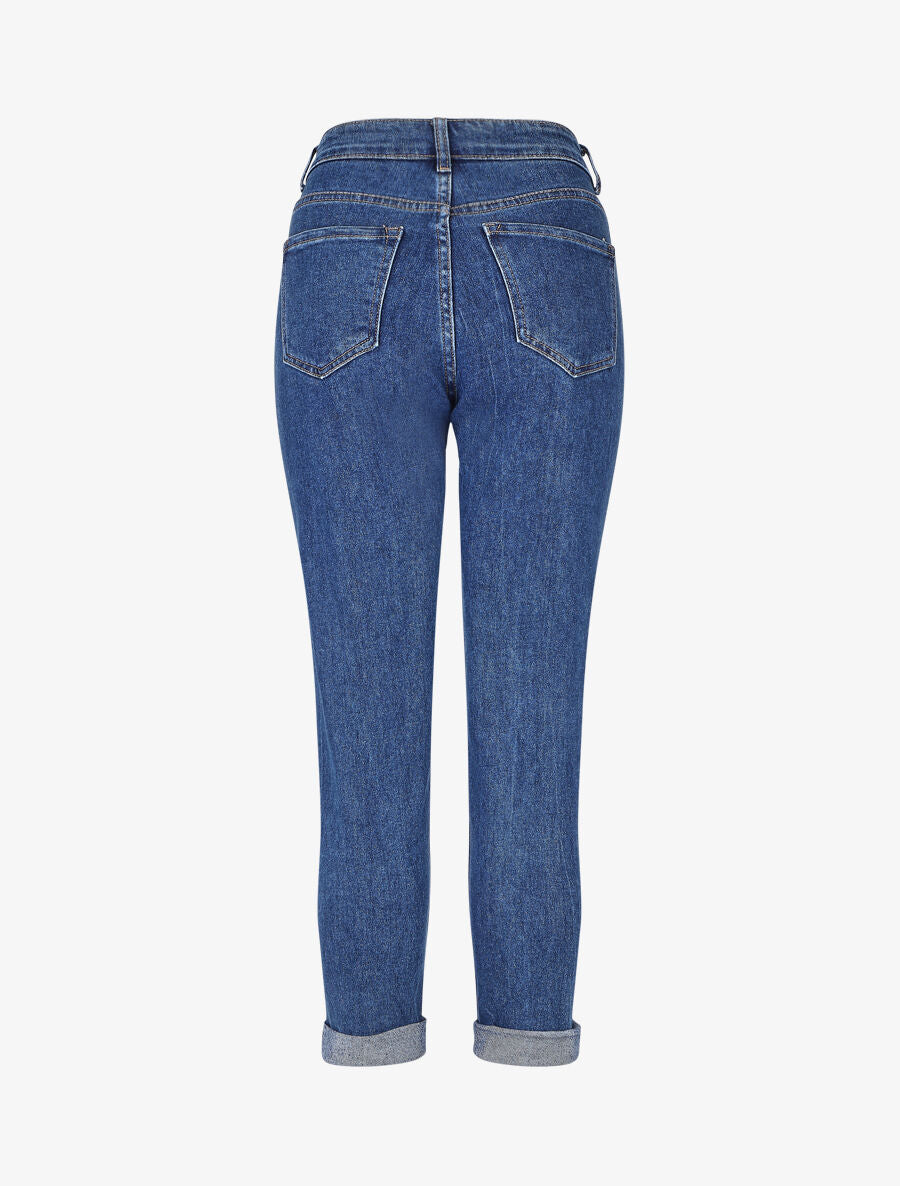 Jean mom fit à revers - Bleu - 2