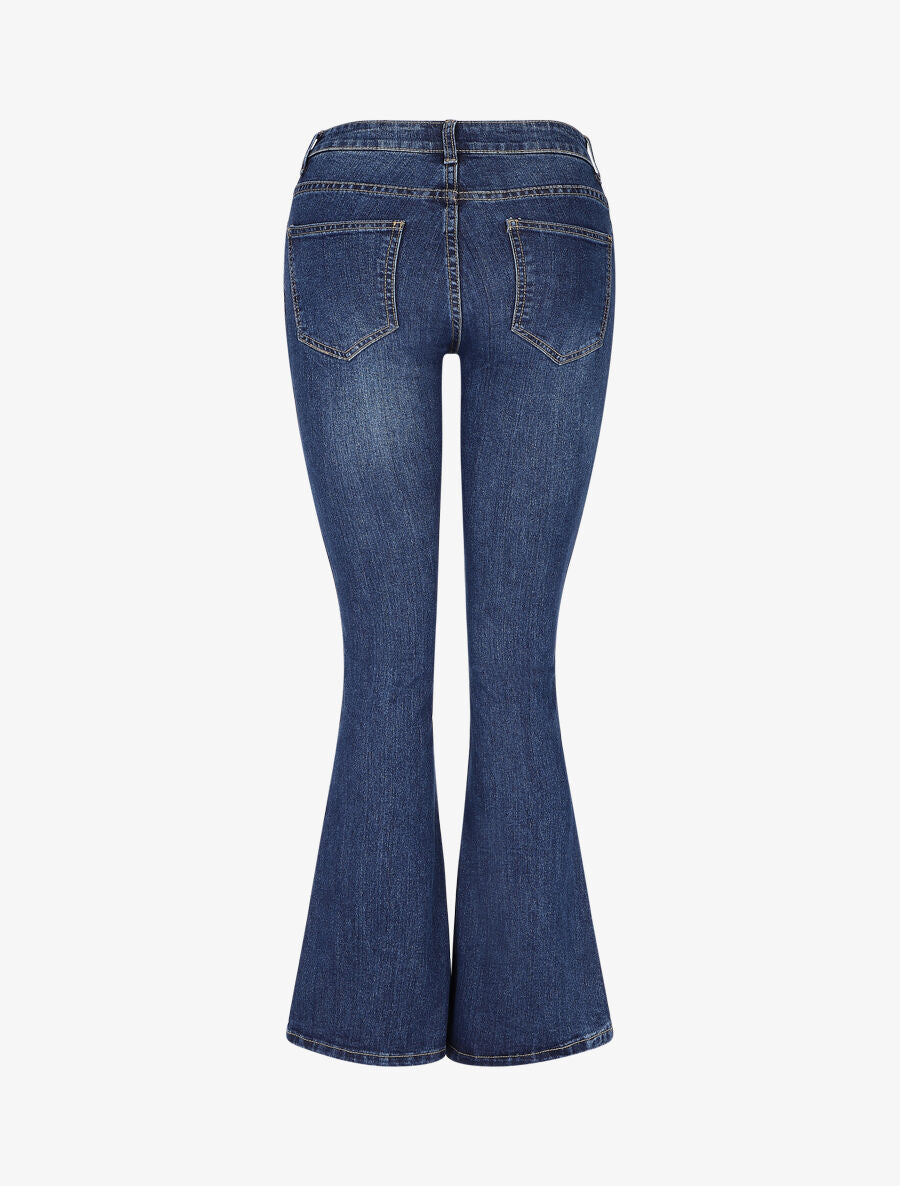 Jean flare stretch taille haute - Bleu denim - 2