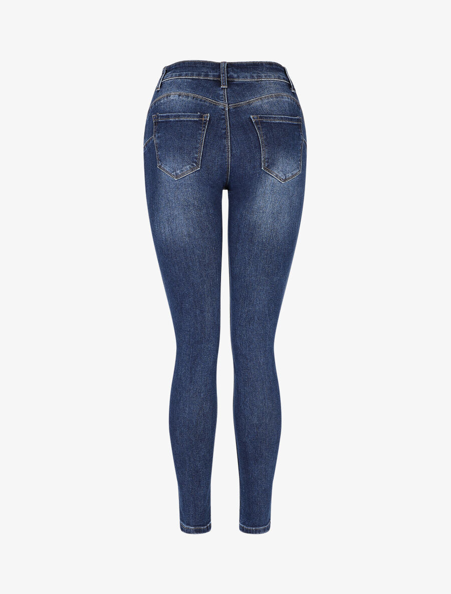 Jean skinny push-up déchiré - Bleu denim - 2