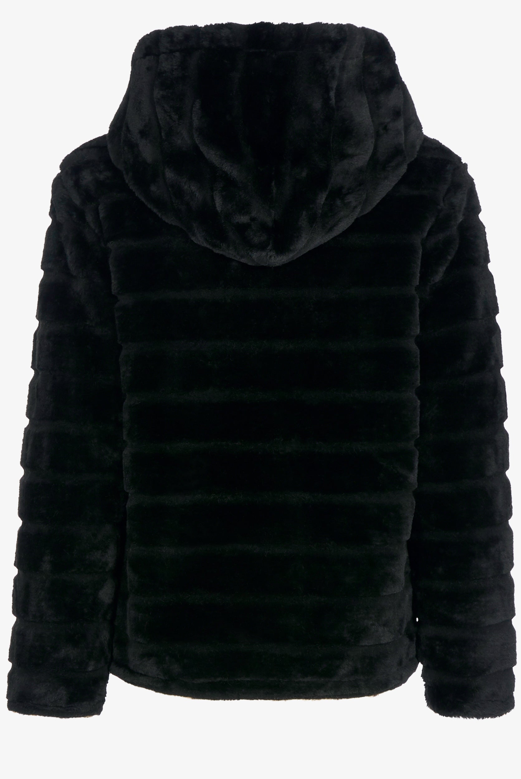 Manteau court réversible en fourrure synthétique - Noir - 2