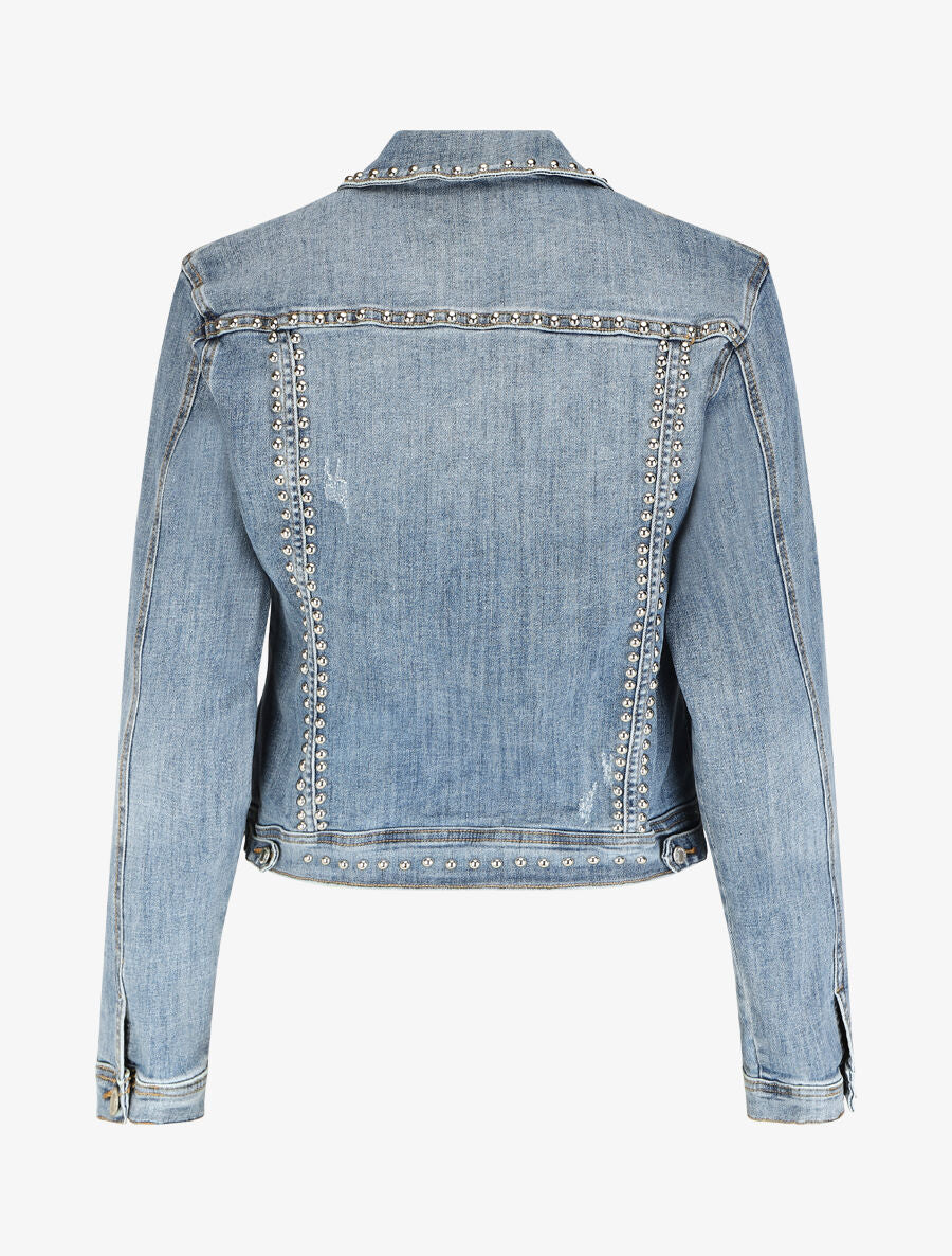 Veste en jean ornée de billes - bleu denim - 2