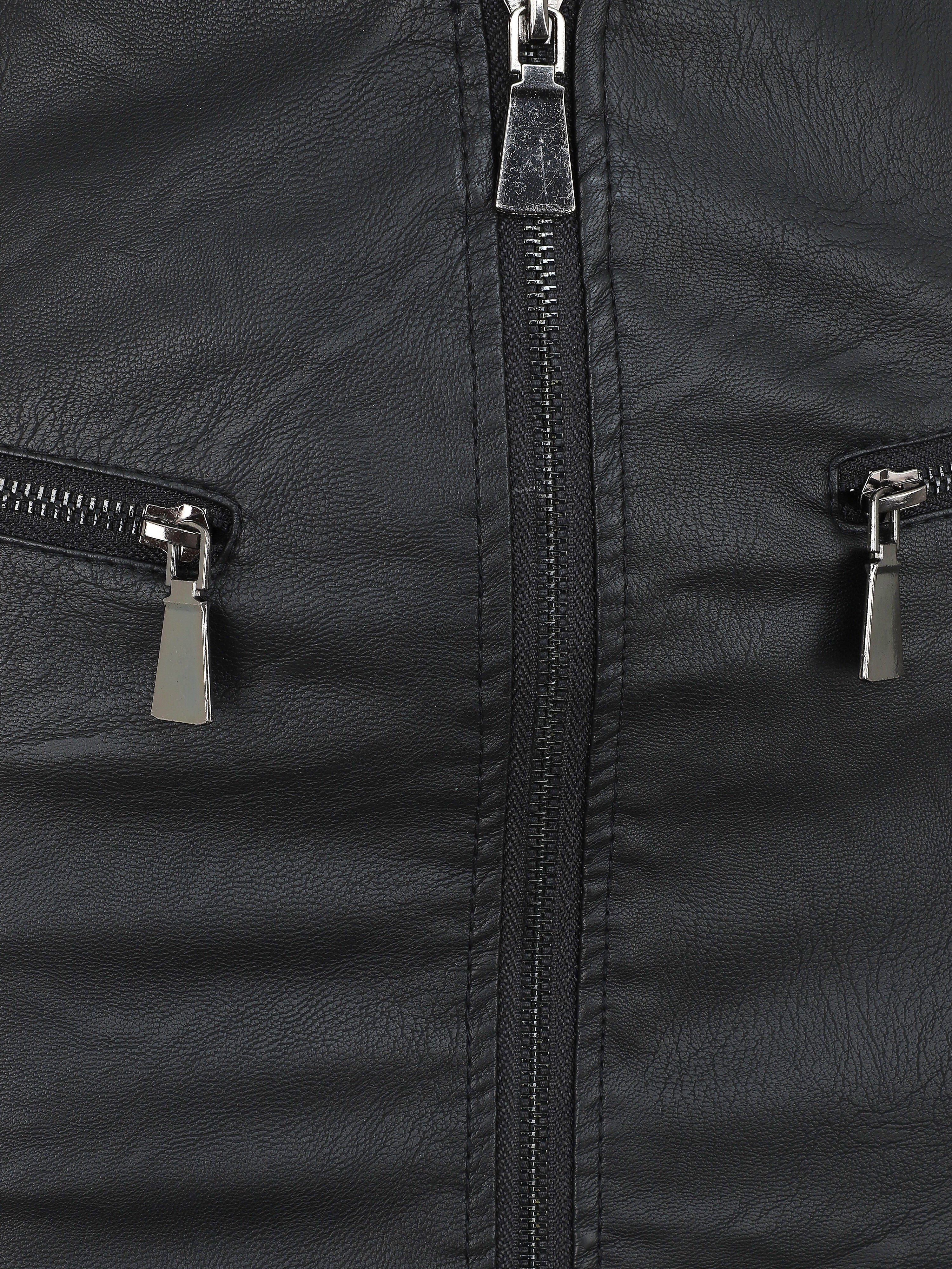 Jupe zippée en simili - Noir - 3