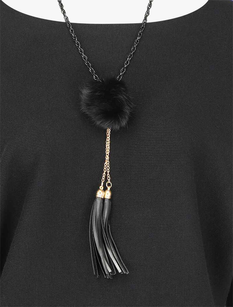 Pull à manches dolman et bords arrondis - Noir - 3