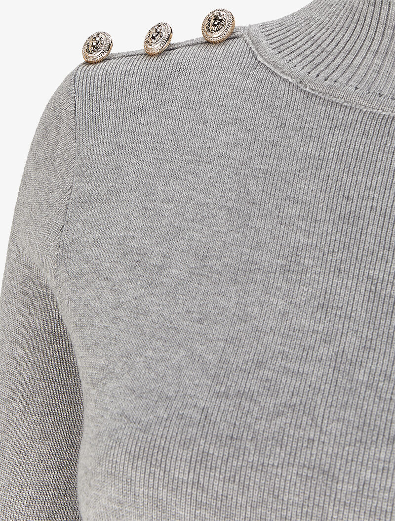 Pull uni à boutons stylisés - Gris chiné - 3