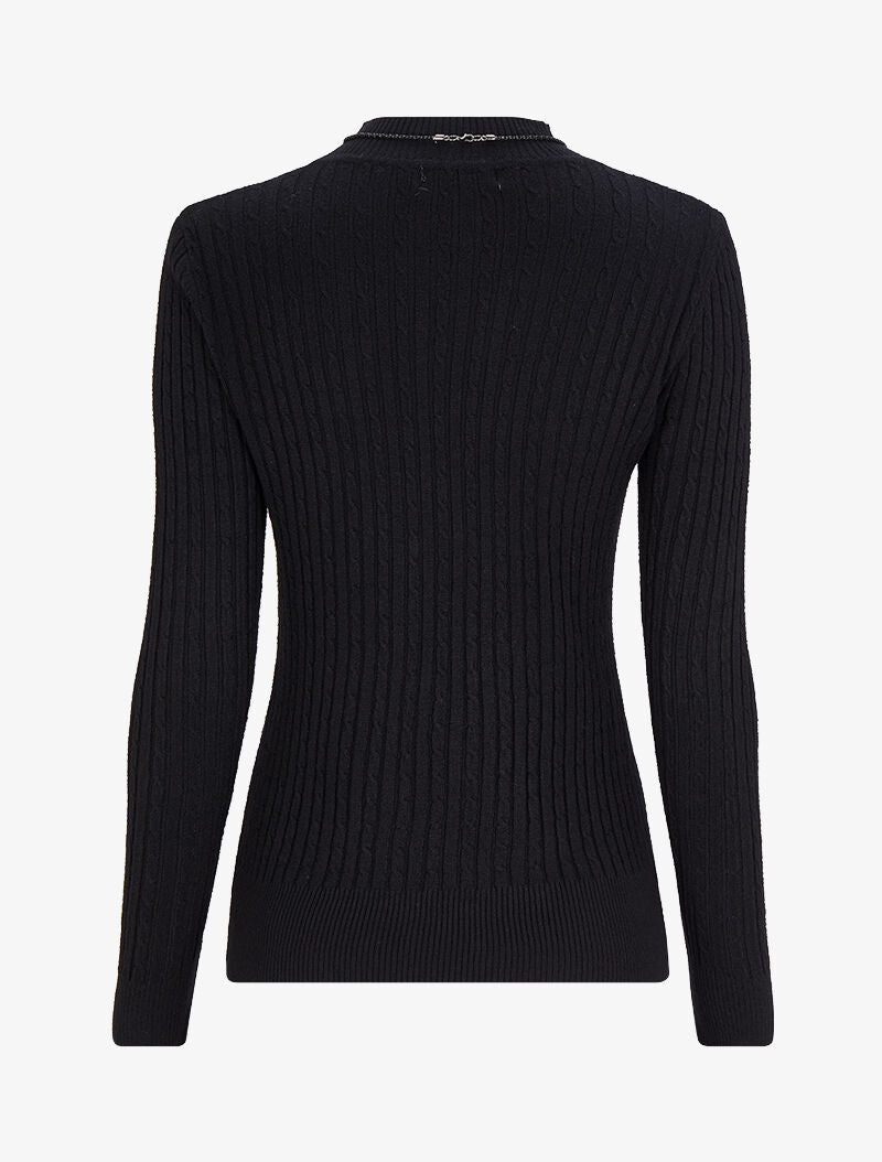 Pull effet maille tressée - Noir - 2