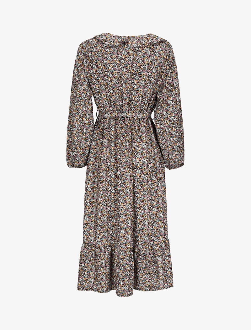 Robe imprimé fleuri à col V volanté - Blanc - 2