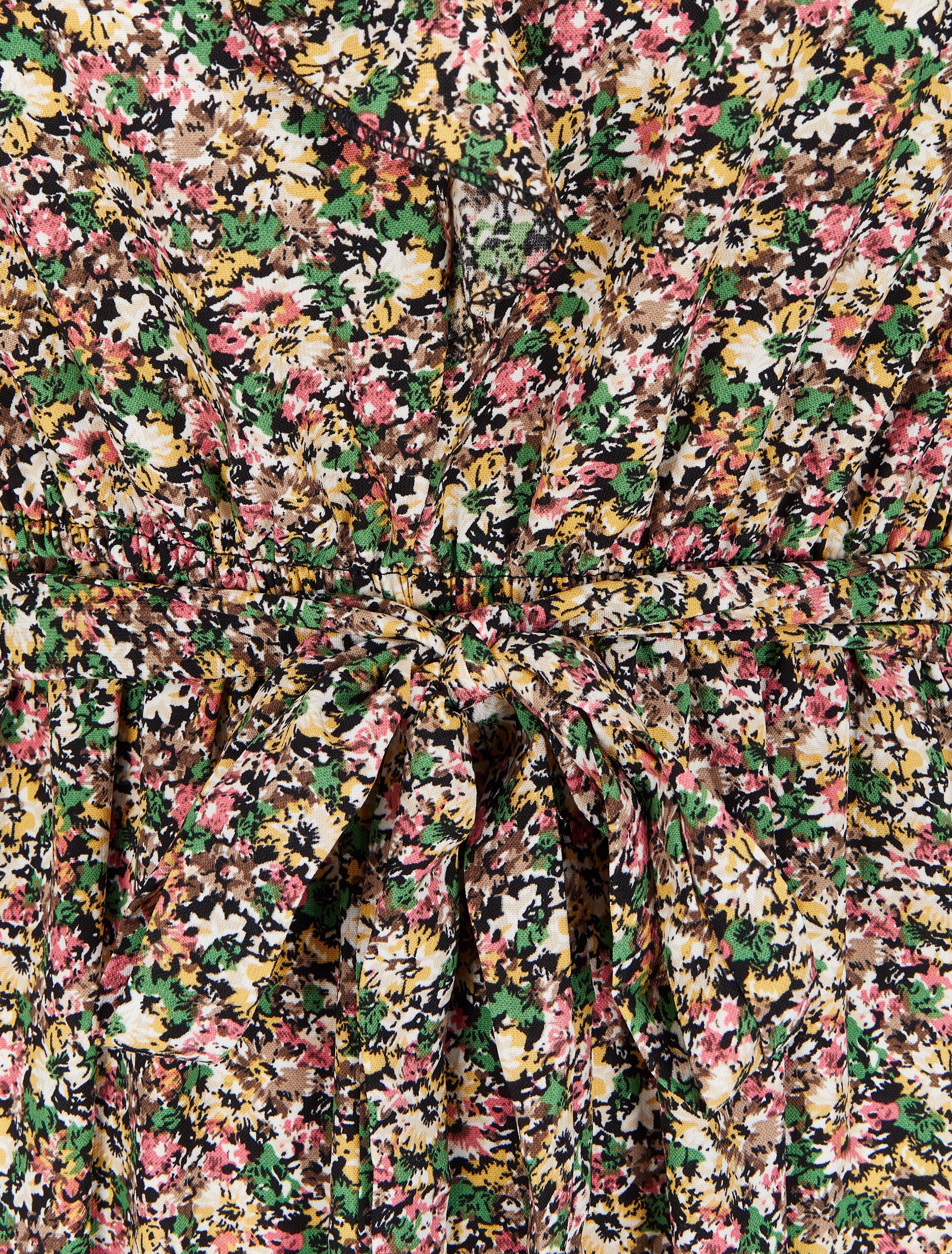 Robe imprimé fleuri à col V volanté - Vert - 3