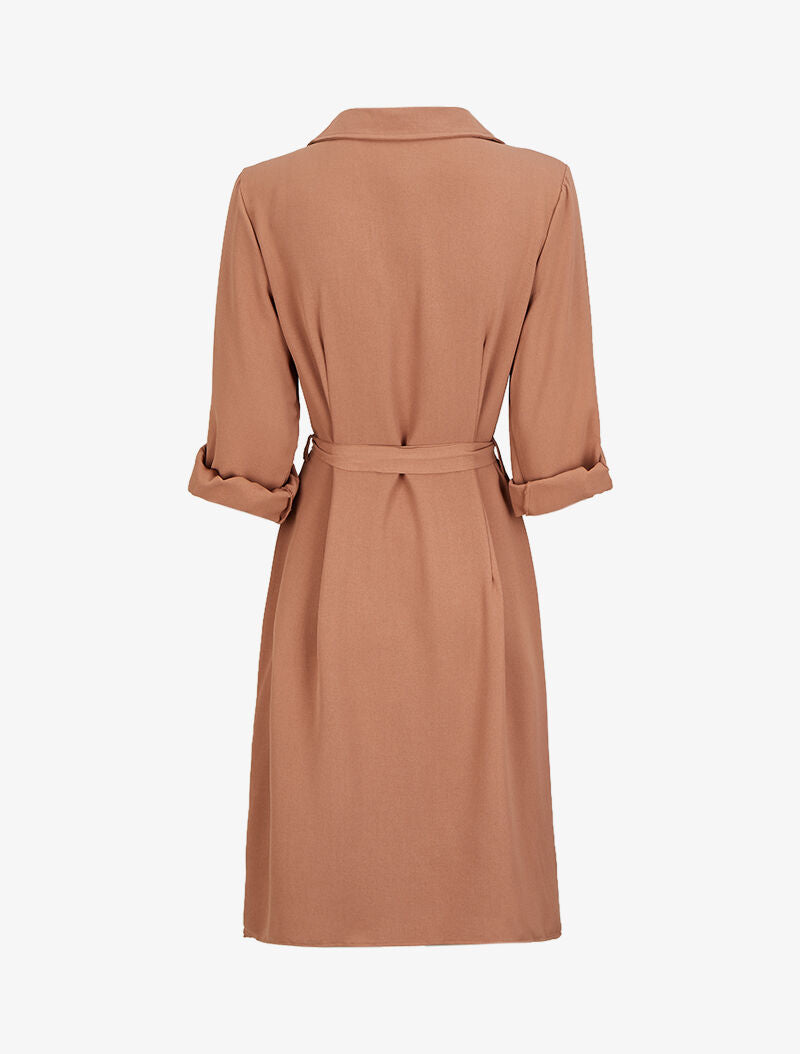 Robe chemise mi-longue à poches à rabats - Vieux rose - 2