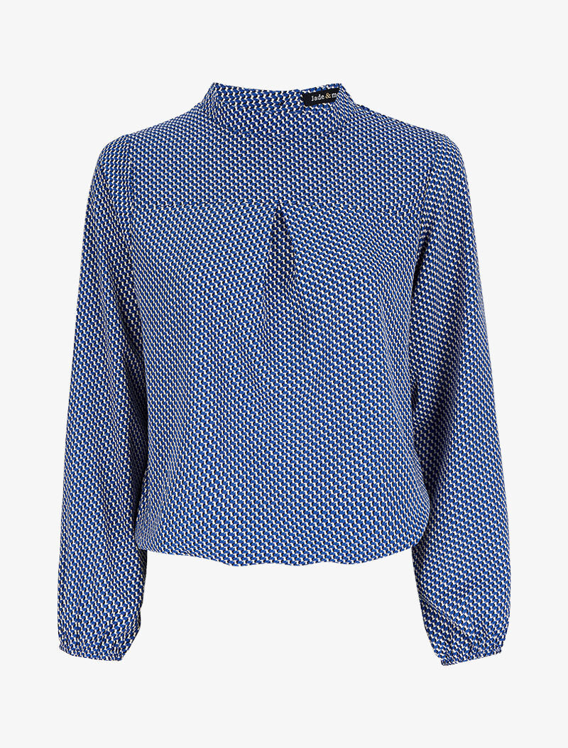 Blouse à imprimé graphique - Bleu - 1