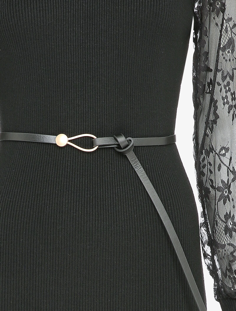 Robe côtelée à manches en dentelle fleurie - Noir - 3
