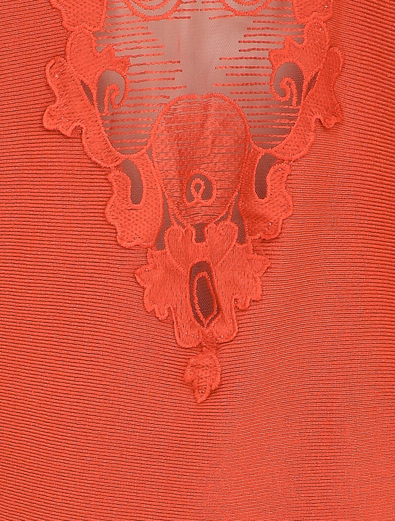 Pull chauve-souris avec dentelle au dos - Rouge - 3
