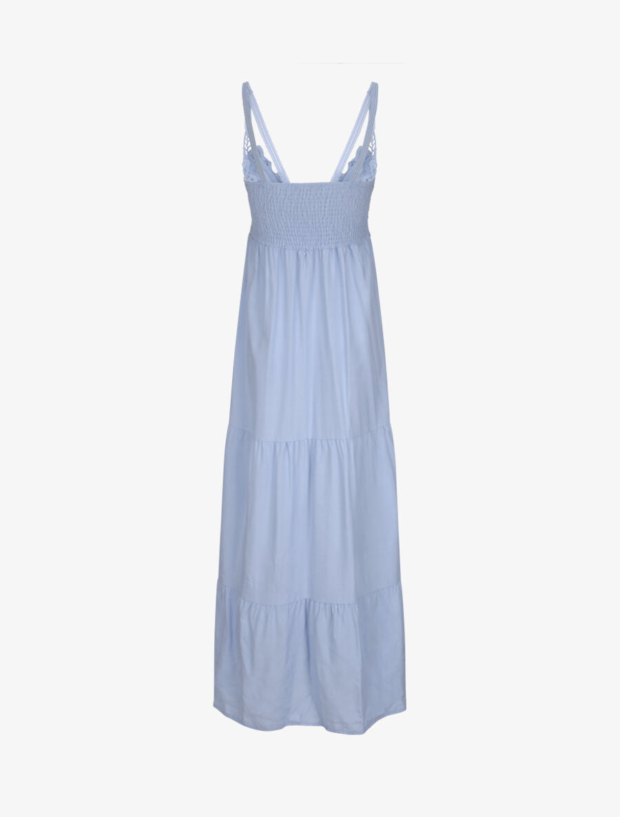 Robe longue empire à col V en dentelle - Bleu ciel - 2