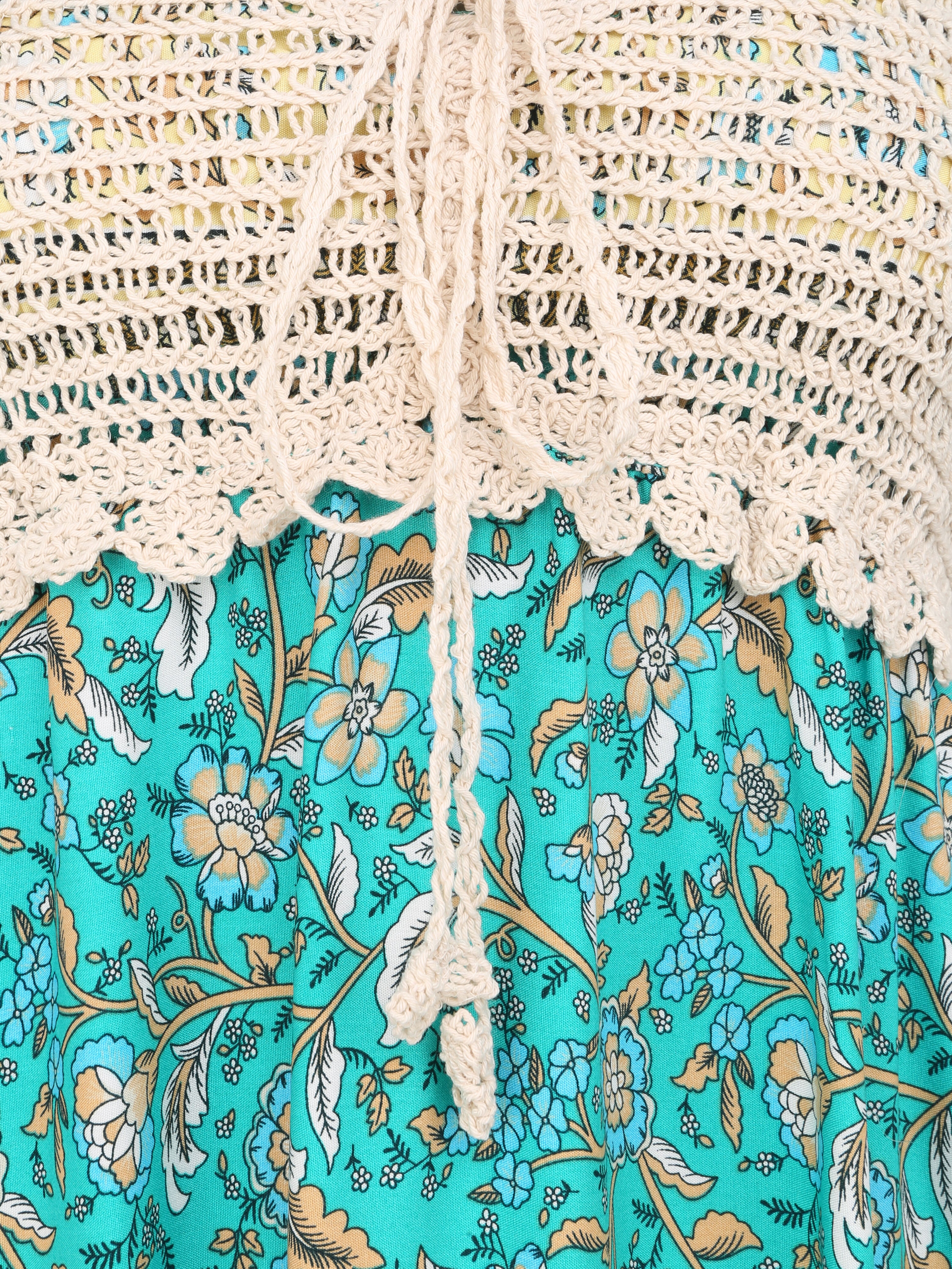 Robe constratée imprimé floral et graphique - Vert - 3