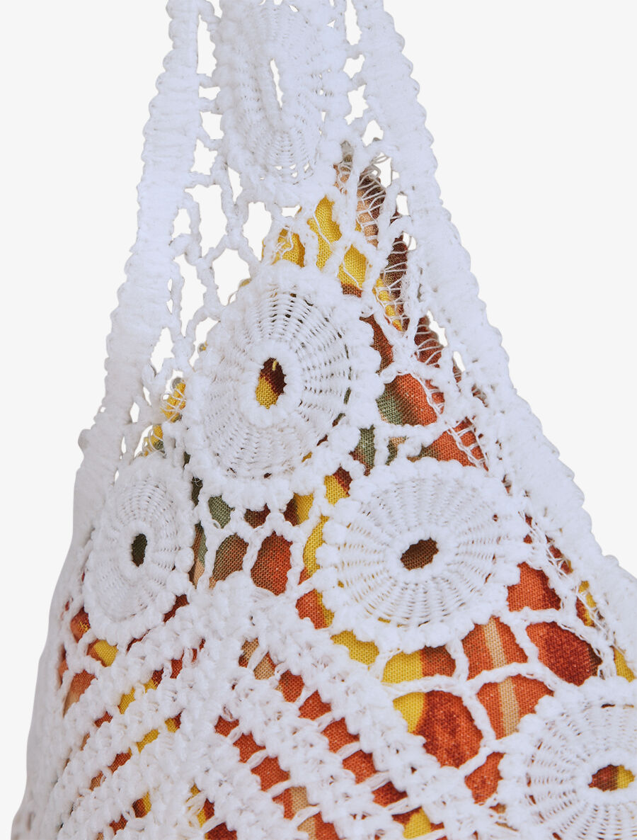 Robe longue imprimé feuilles exotiques et crochet - Jaune - 3