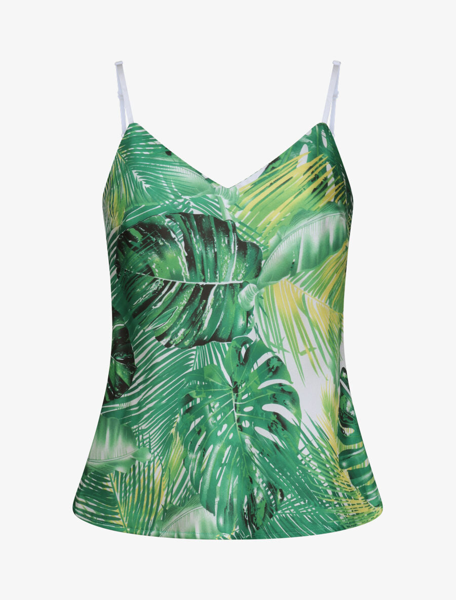 Top imprimé feuilles de palmiers et bananiers - Vert - 5