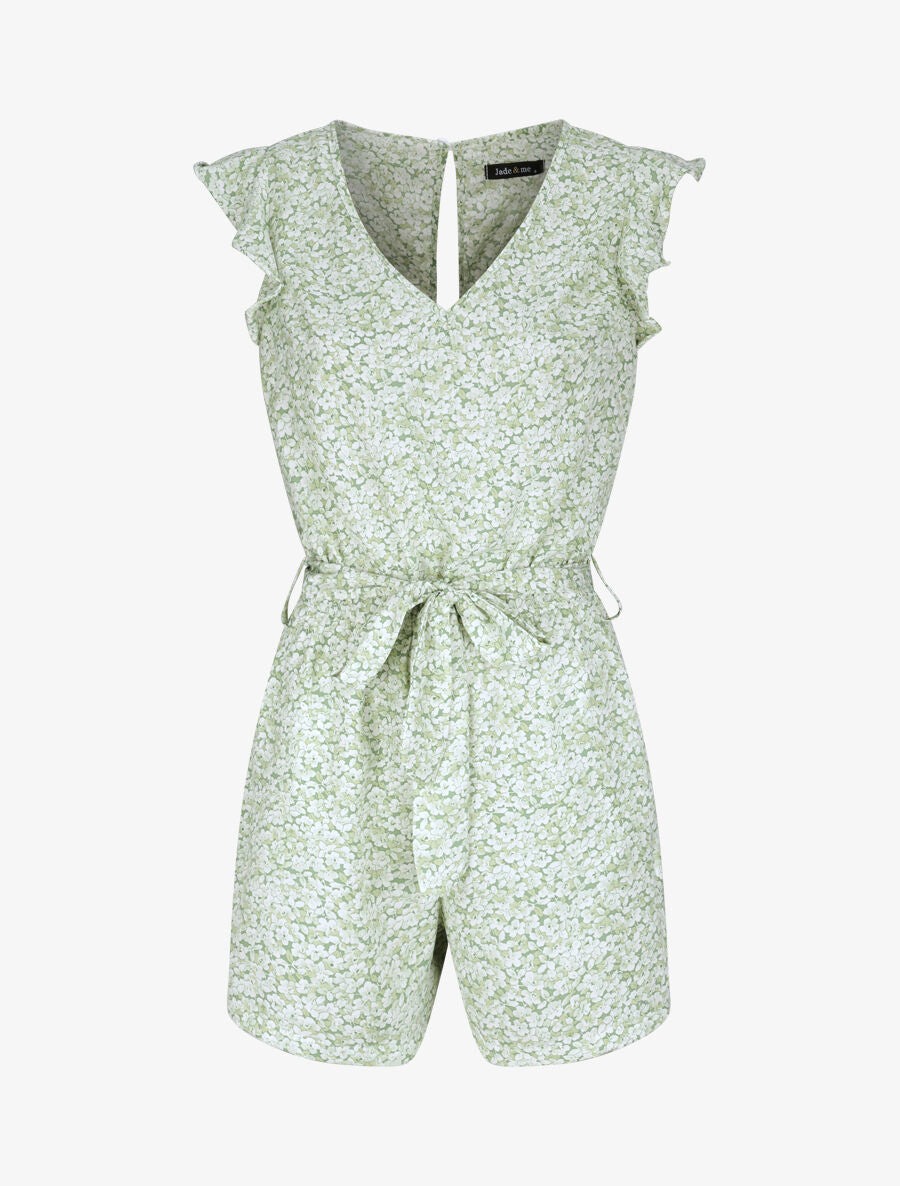 Combishort à imprimé fleuri - Vert - 1