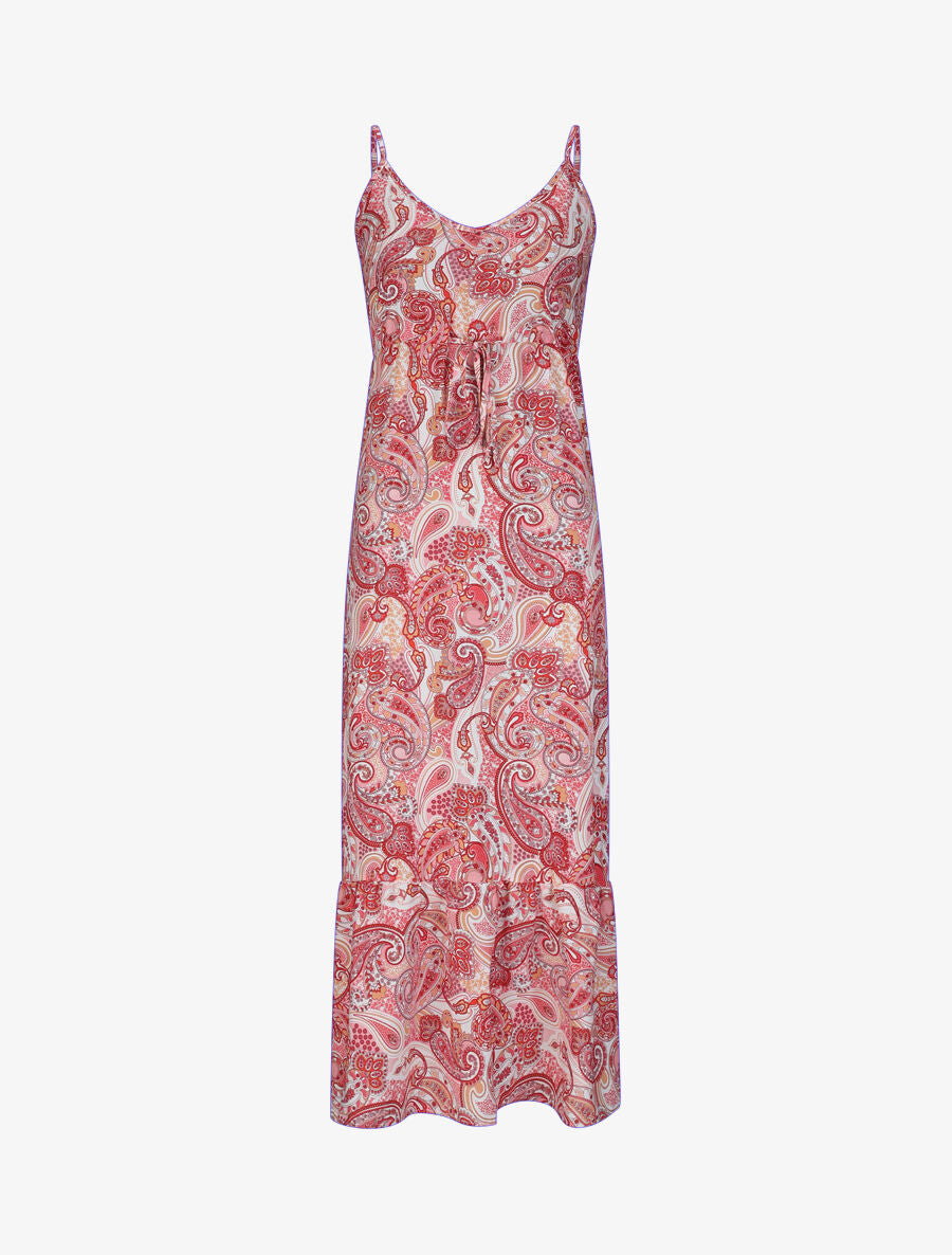 Robe longue empire imprimé cachemire à bretelles - Rose - 1
