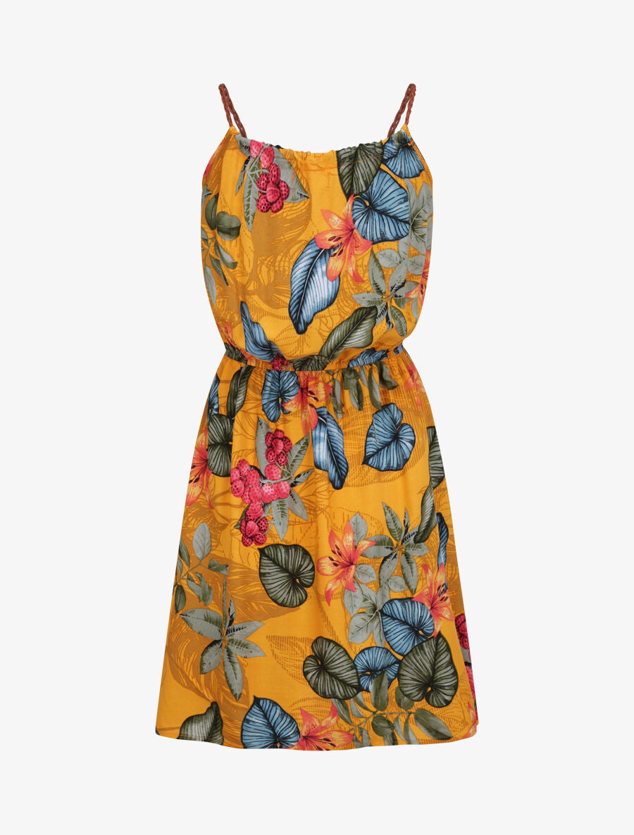 Robe patineuse à imprimé feuillage - Jaune - 2