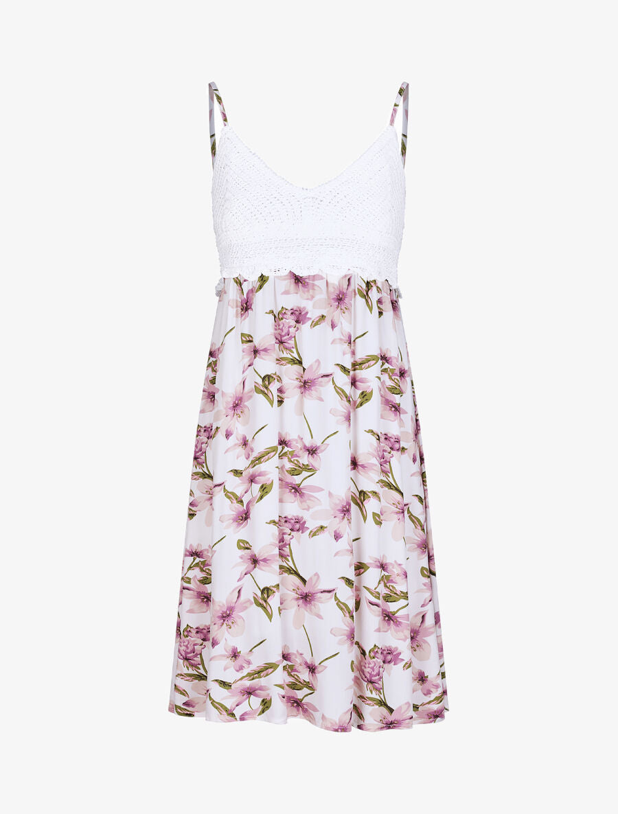 Robe à buste en crochet - Blanc - 5