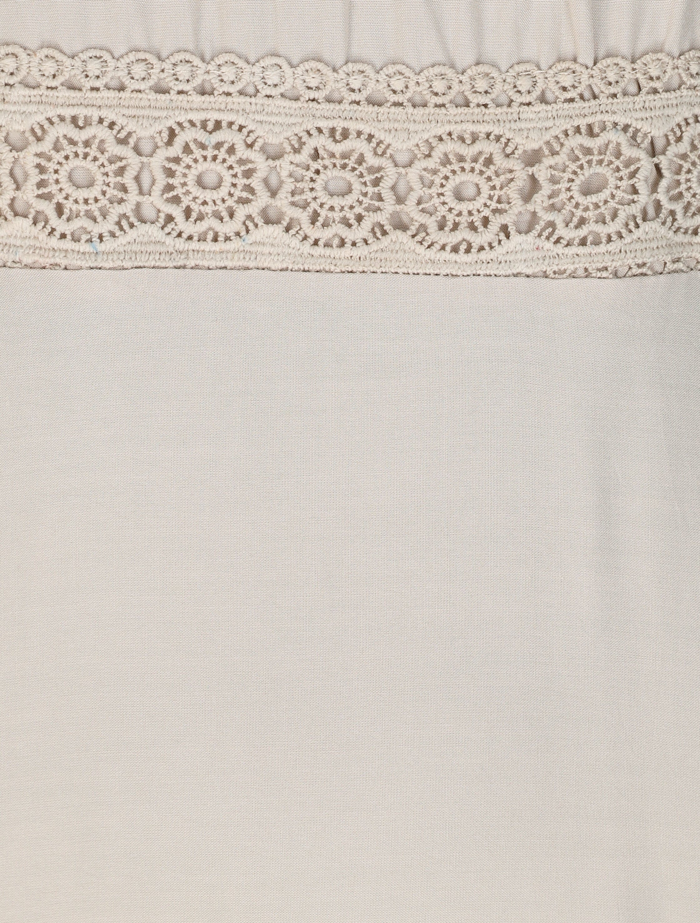 Robe longue évasée unie à taille en crochet - Beige - 3