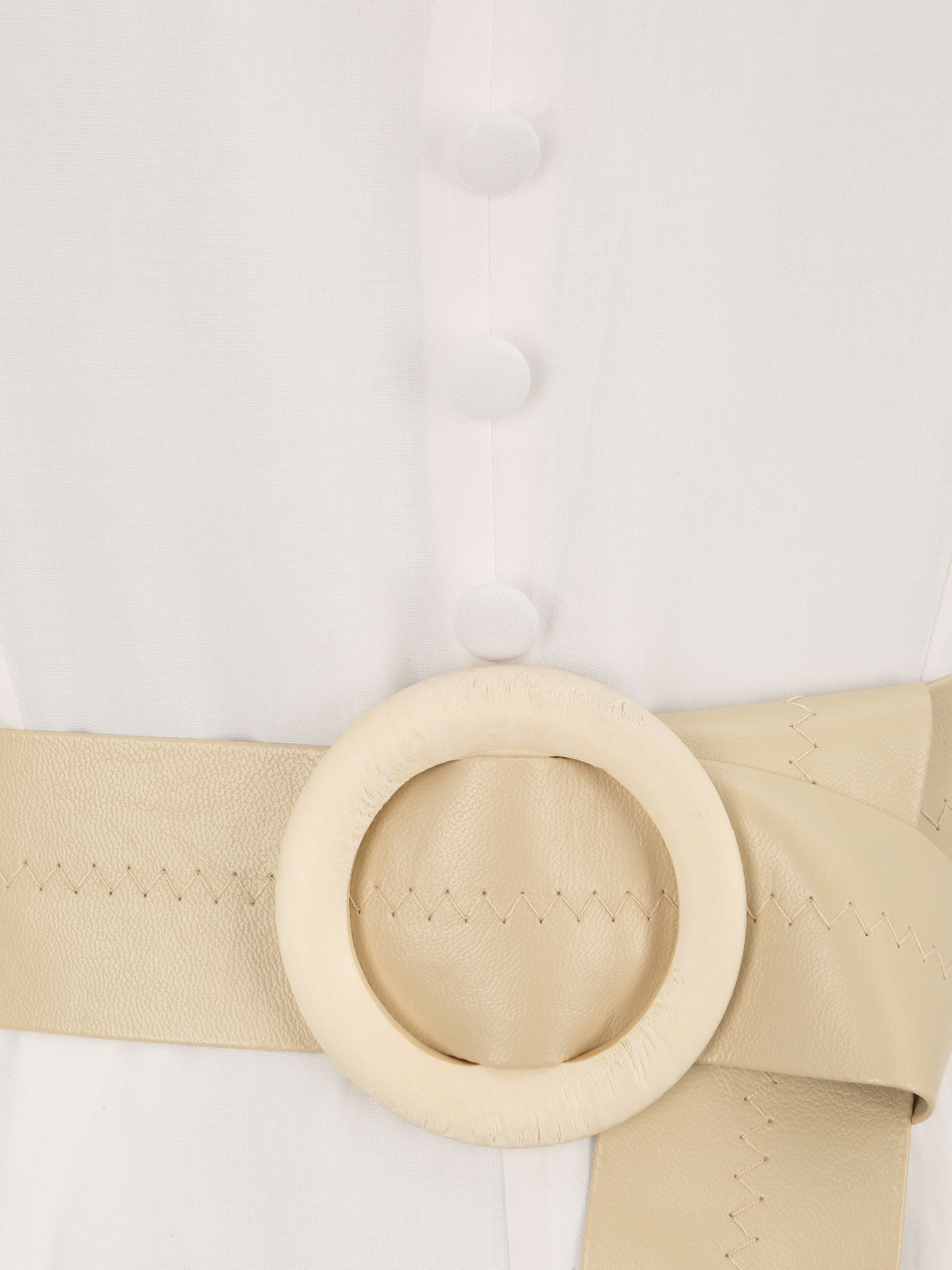 Combishort à boutons stylisés - Blanc - 3