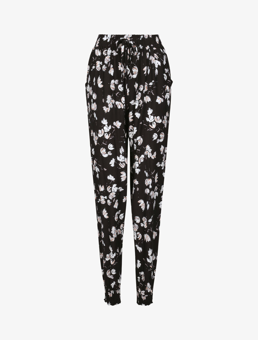 Pantalon harem imprimé tulipes - Noir - 5