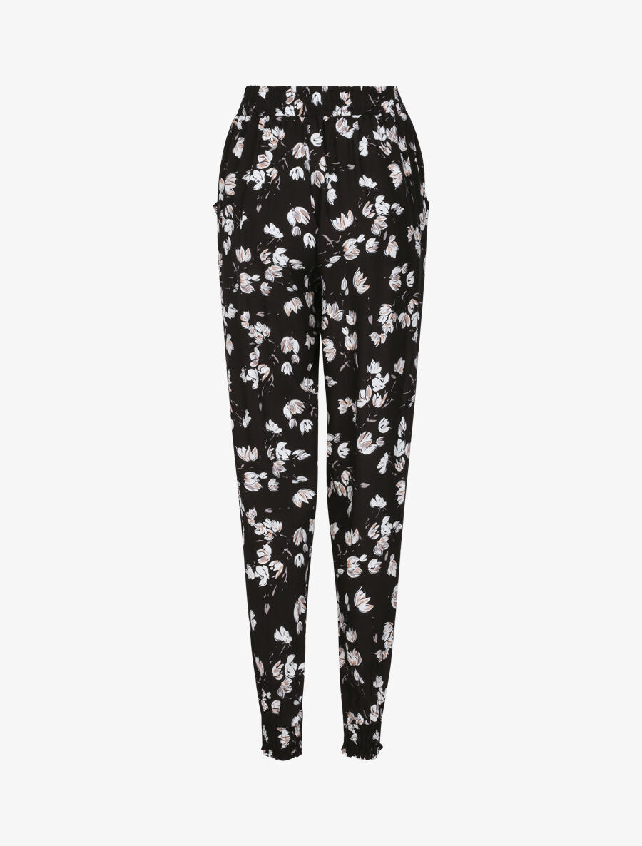 Pantalon harem imprimé tulipes - Noir - 2