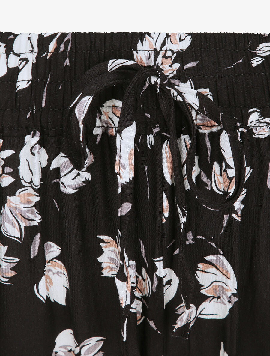 Pantalon harem imprimé tulipes - Noir - 3