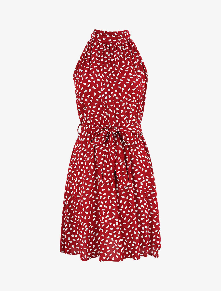 Robe cintrée à imprimé moucheté - Rouge - 1