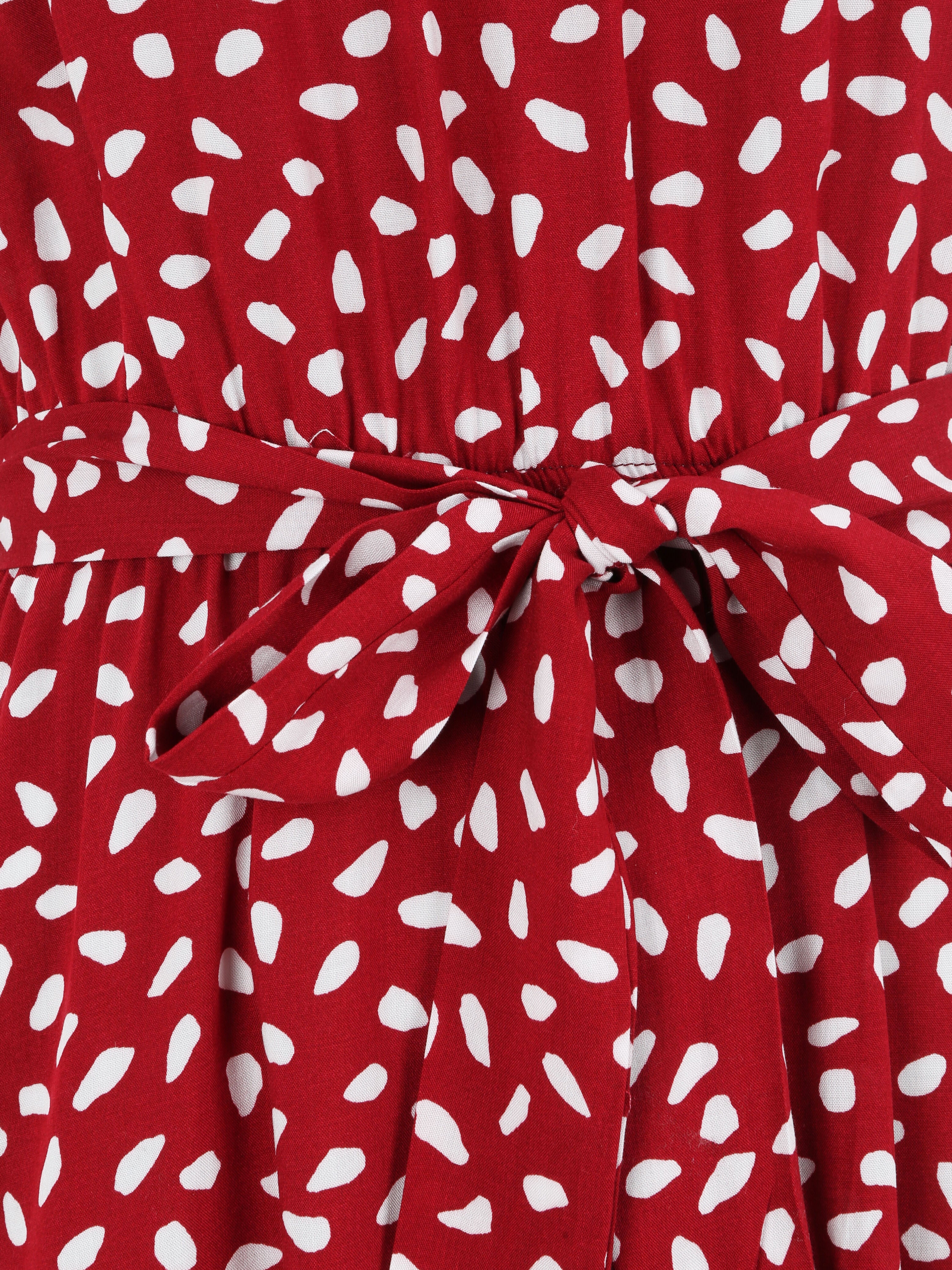 Robe cintrée à imprimé moucheté - Rouge - 3
