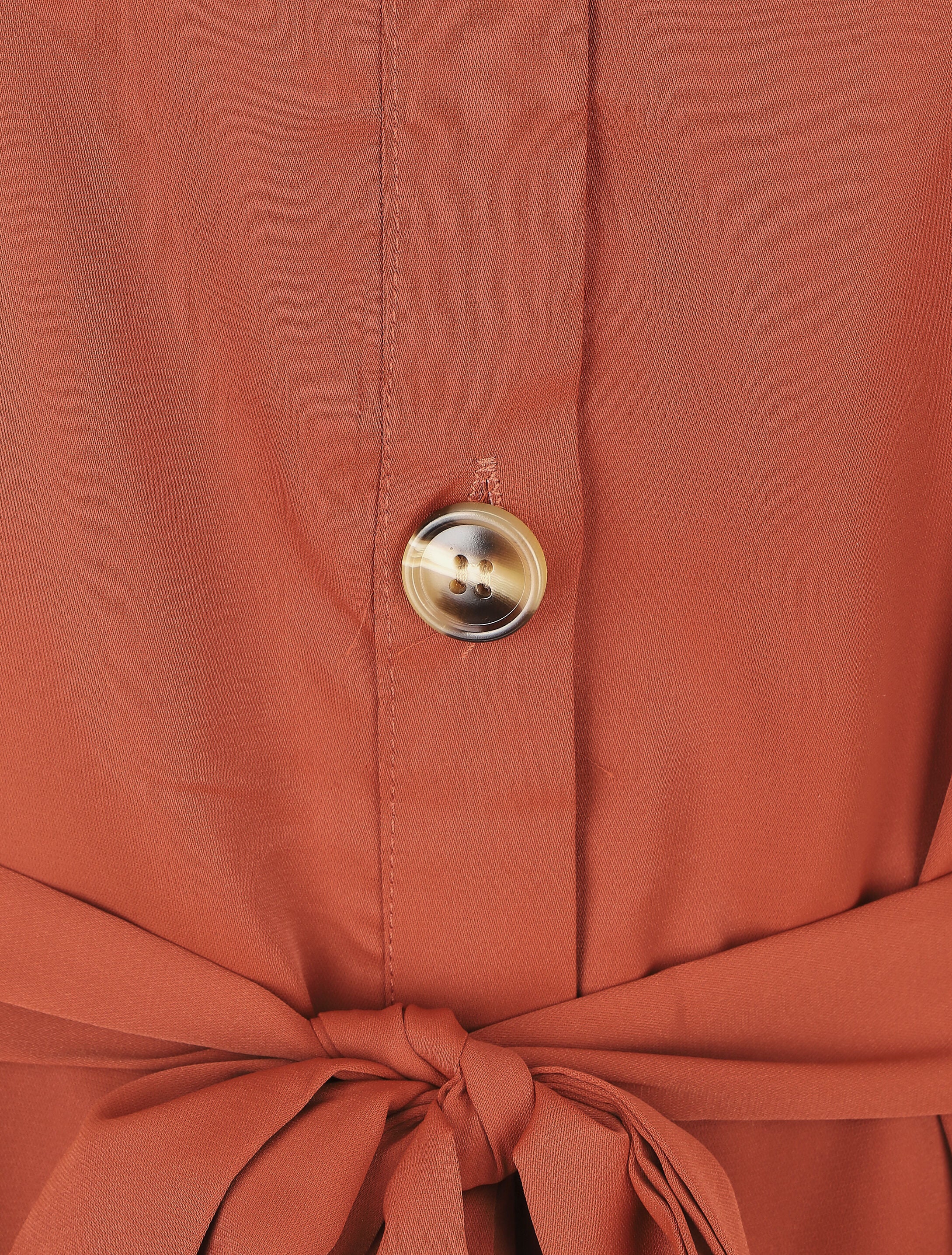 Robe chemise à manches longues et boutons - Rouille - 3
