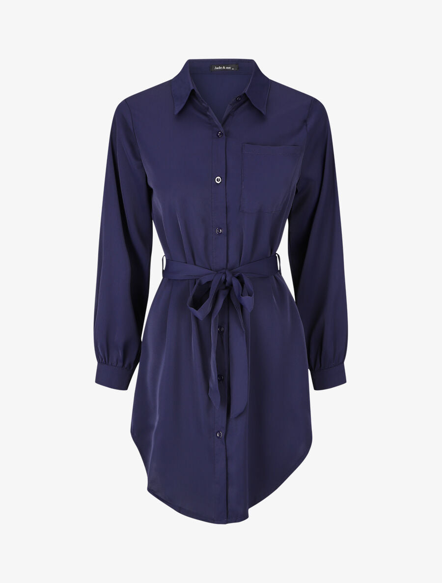 Chemise oversize ceinturée - Marine - 1
