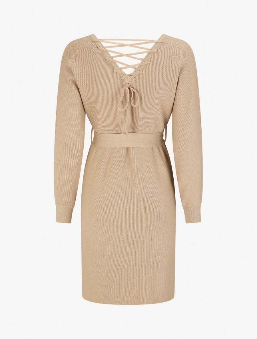 Robe mi-longue ajourée dans le dos - Beige - 2