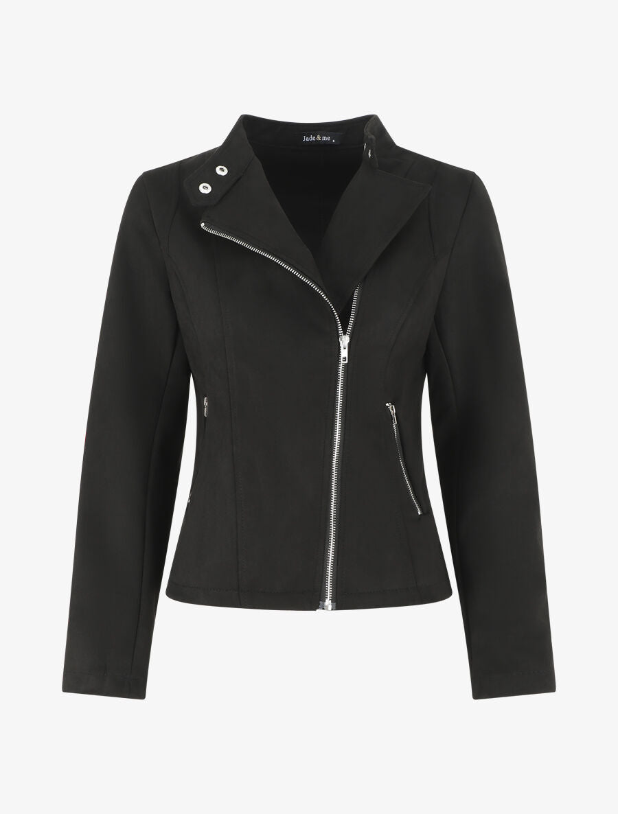 Veste droite en suédine - Noir - 4