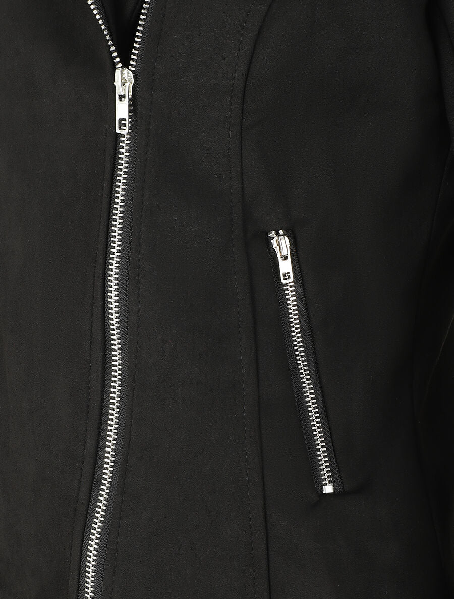 Veste droite en suédine - Noir - 3