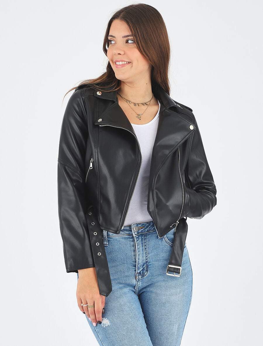 Perfecto droit en simili - Noir - 4