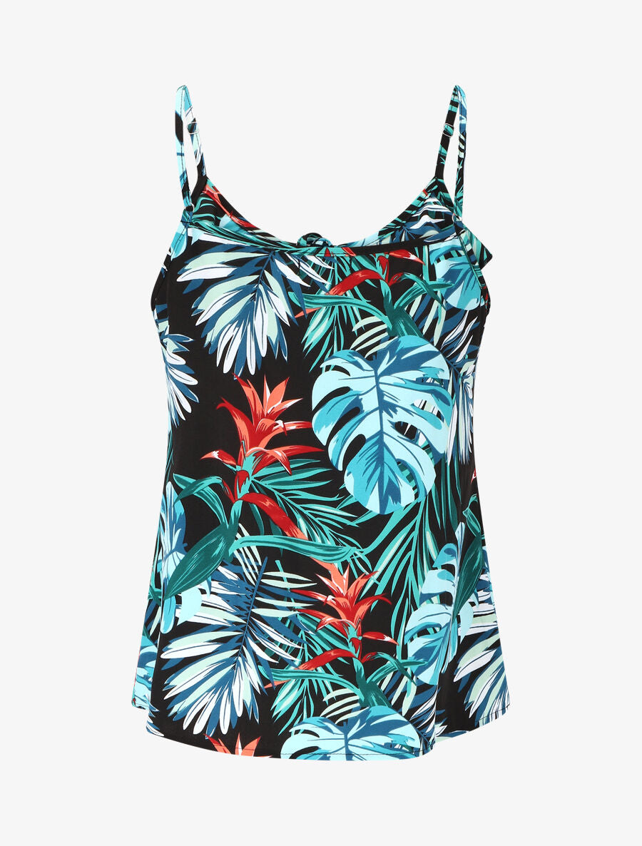 Caraco volanté imprimé feuillage - Bleu - 2