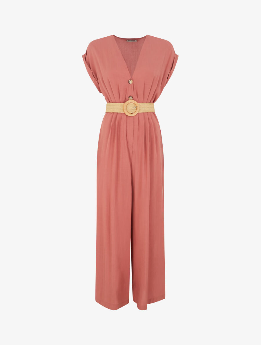 Combinaison fluide à manches courtes - Corail - 1