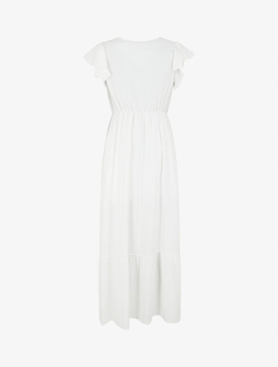 Robe longue évasée unie - Blanc - 2