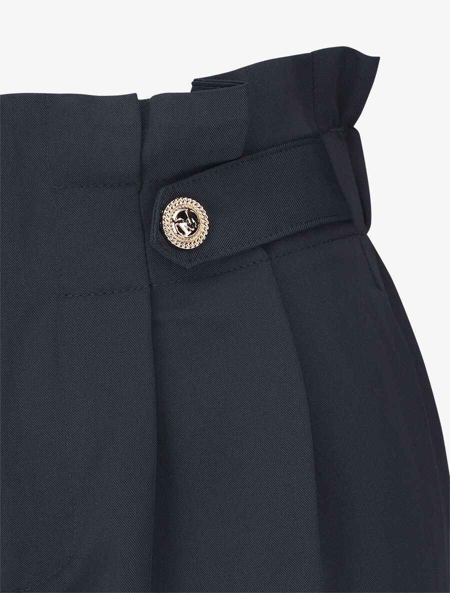 Pantalon ample uni à taille haute - Marine - 3