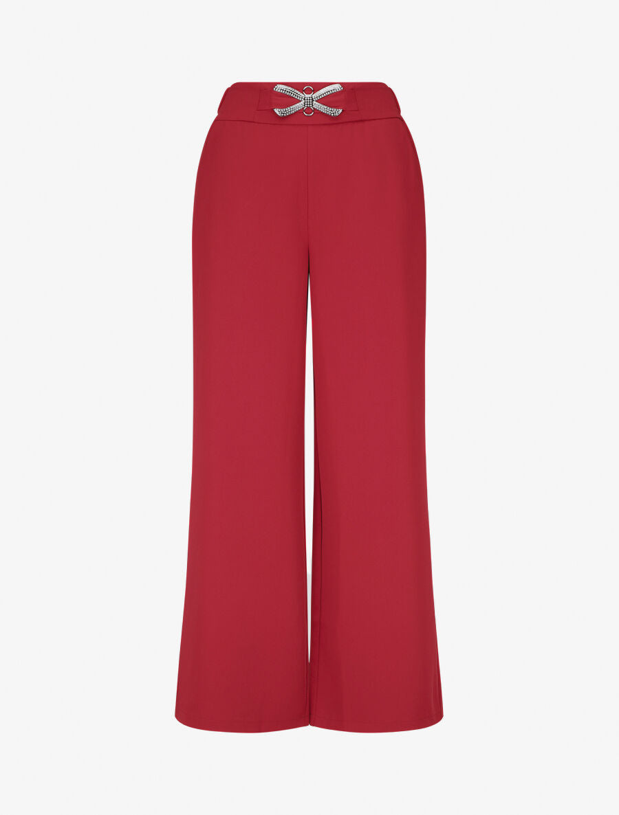 Pantalon ample à boucle style noeud - Rouge - 1