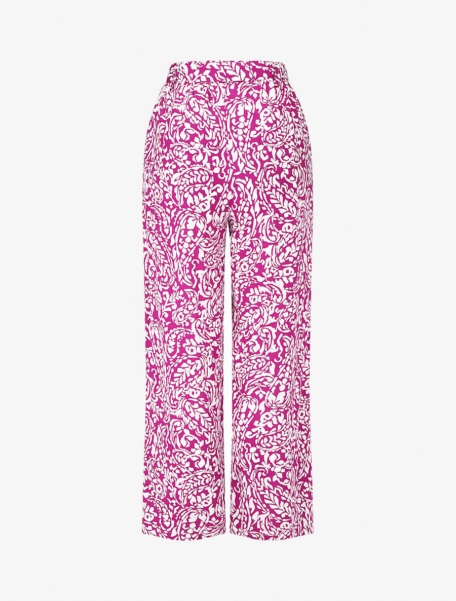 Pantalon fluide à imprimé foulard - Violine - 2