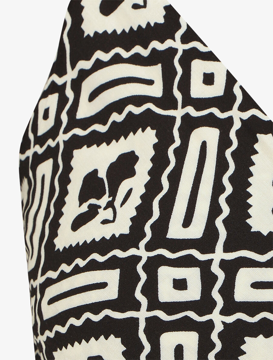 Robe longue à fines bretelles imprimé graphique - Noir - 3