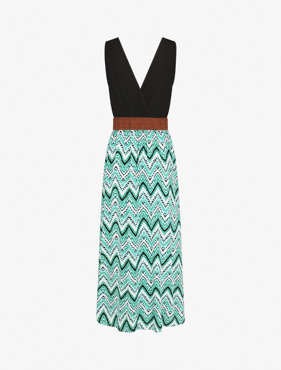 Robe longue à jupe imprimé graphique - Vert - 2